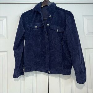 Nasty Gal Deep Blue Corduroy Jacket Silver Button Up Size 0